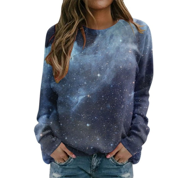 Graphic Sweatshirts for Women Vintage Tie Dye Printed Long Sleeve Crewneck Tops Fall Winter Casual Fashion Pullover Blouses