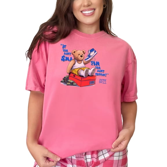 Graphic T-Shirt with Bear and Sneakers, Retro Style Tee Shirt, Funny Cartoon Bear on a Box, Casual Graphic Tee, Cool and Trendy Shirt, Crunchberry Comfort Colors T-Shirt, 3XL