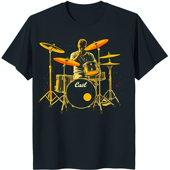 Graphic T-Shirt Cool Black Tee with Yellow & Black Design