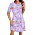 thumbnail image 1 of Graphic T Shirt Dress for Women Summer Casual Short Sleeve Cartoon Print Loose Fit Mini Sundress, 1 of 4