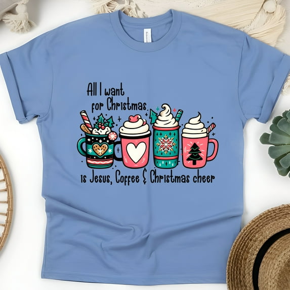 Graphic T-Shirt God Has a Plan Trust It Floral Quote Tee for Women, CarolinaBlue, Size M