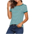 thumbnail image 1 of Graphic T Shirt For Women Summer Casual Striped Print Crew Neck Short Sleeve Tee For Weekend Travel Street Style Daily Outfits Concert Campus Lounge Summer Fashion Wear, 1 of 6