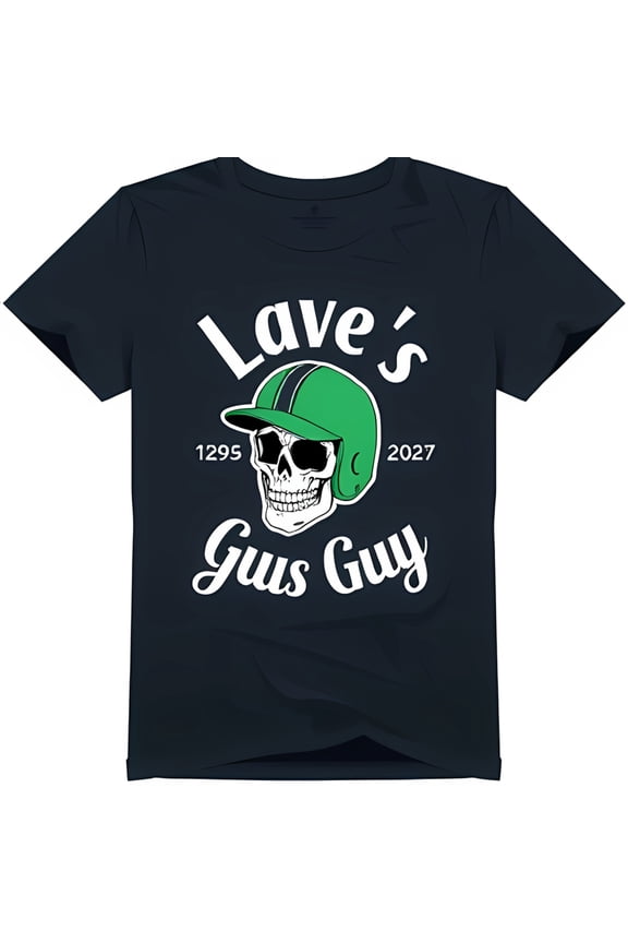 Graphic T-Shirt for Men Dark Blue Tee with Lave's Gus Guy Design