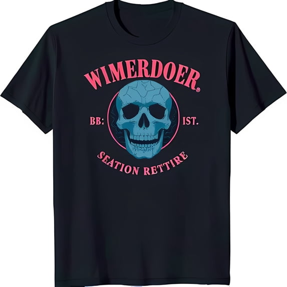 Graphic T-Shirt with Blue & White Design and Pink Text