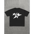 thumbnail image 1 of Graphic T Shirts for Women, Regular Fit，Vintage Star Print Tops, Soft Comfort Short Sleeve Tee, Casual Streetwear T-Shirt，Fashion，cotton，black，S-5XL, 1 of 5