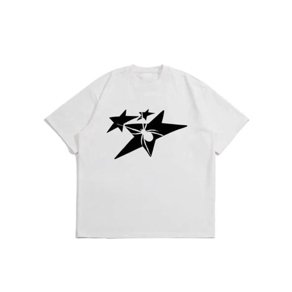 Graphic T Shirts for Women, Regular Fit，Vintage Star Print Tops, Soft Comfort Short Sleeve Tee, Casual Streetwear T-Shirt，Fashion，cotton，white，S-5XL