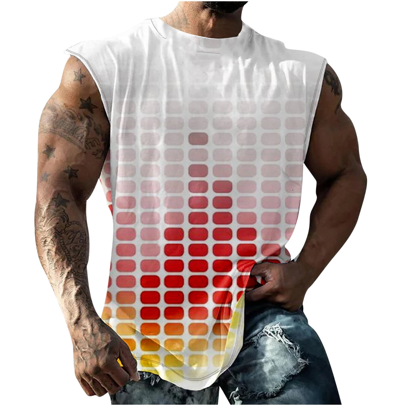 Graphic Tank Tops for Men Big And Tall,Men's Tropical Print Tank Top ...