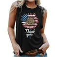 thumbnail image 1 of Graphic Tank Tops, Summer 2024 Sleeveless 4th of July Shirts Women Crew Neck Casual Flag Sunflower Print Tanks (S, Black 01), 1 of 4