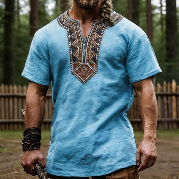 Graphic Tee by Norse Mythology for Everyday Casual Style Mens T Shirt Design and Print, L, Light Blue