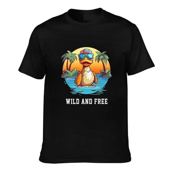 Graphic Tees Funny T-shirts Wild and Free Duck Lovers Gildan Men's Short Sleeve T-shirt 180g