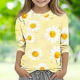 thumbnail image 1 of Graphic Tees Girls 3/4 Sleeve Floral Tops Trendy Casual Cute Crewneck T Shirts Toddler Girl Clothes Y2K Fall Fashion Tees Workout Gym Outfits, Size 3-12, 1 of 5