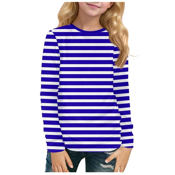 Graphic Tees Girls Girls Long Sleeve Shirts Crewneck Ruched Side Slim Fit Tops Ribbed Knit Casual Tee Shirt 4-15 Years