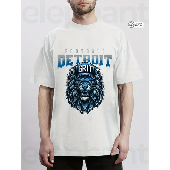 Graphic Tees Men, Mens Gifts, Detroit Football Game Day Outfit, Detroit Football Pattern T-Shirt, Design Using The Detroit Football Logo, This Casual T-Shirt Is Perfect for Football Enthusiasts