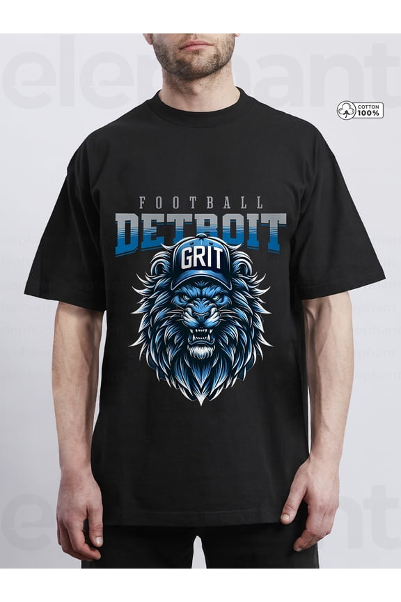 Graphic Tees Men, Mens Gifts, Detroit Football Game Day Outfit, Detroit Football Pattern T-Shirt, Design Using The Detroit Football Logo, This Casual T-Shirt Is Perfect for Football Enthusiasts