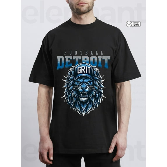 Graphic Tees Men, Mens Gifts, Detroit Football Game Day Outfit, Detroit Football Pattern T-Shirt, Design Using The Detroit Football Logo, This Casual T-Shirt Is Perfect for Football Enthusiasts