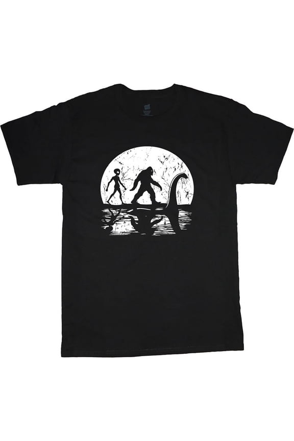 Graphic Tees Mens Funny T-shirts Bigfoot Alien Loch Ness Monster