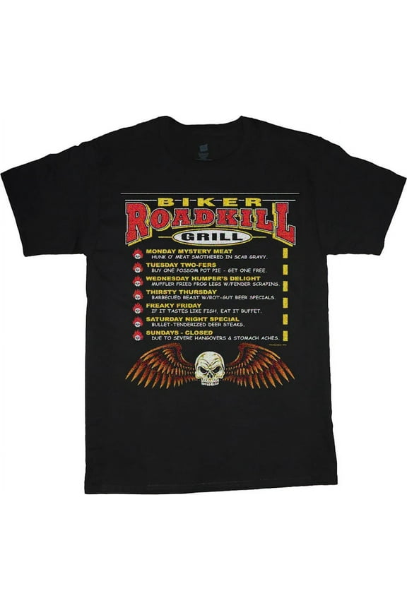 Graphic Tees Mens Funny T-shirts Roadkill Grill Biker Rt 66