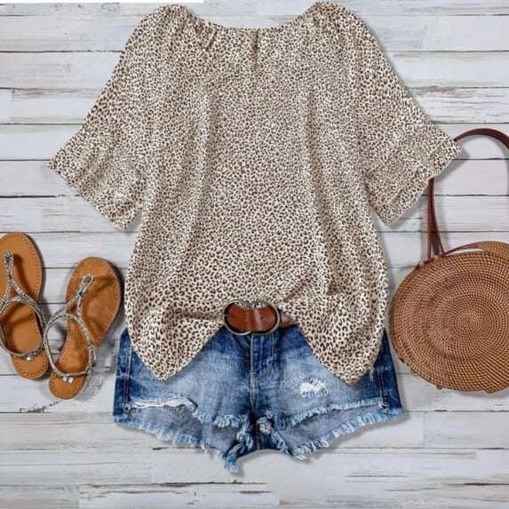 Graphic Tees for Women Basic Round Neck T Shirt for Everyday Comfort and Breathable Summer Timewear Top Everyday Casual Minimalist Everyday Wear Beige XXL