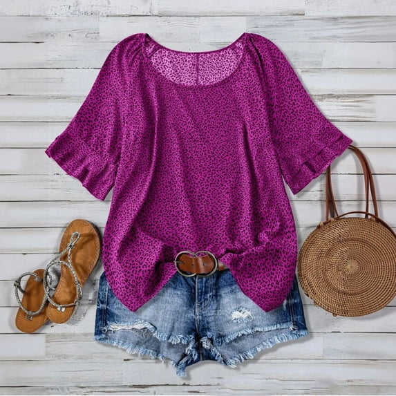 Graphic Tees for Women Basic Round Neck T Shirt for Everyday Comfort and Breathable Summer Timewear Top Everyday Casual Minimalist Everyday Wear Red 4XL