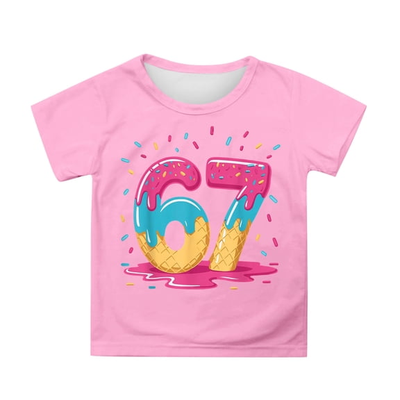 Graphic Tees for Boys Short Sleeve Ice Number 6 7 Print Cool Casual Comfortable Size 6 Y