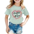 thumbnail image 1 of Graphic Tees for Girls Kids Printed Short Sleeve T Shirts Girls Summer Tops Size 8 Casual Crewneck Tops Summer Clothes(Size 11-12 Years,Mint Green), 1 of 4