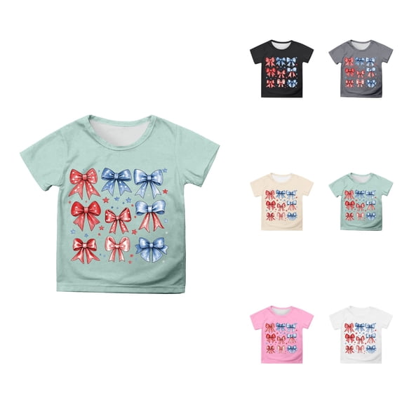 Graphic Tees for Girls: Short Sleeve Crewneck Tops 5-14 Years Summer Comfortable Blouse for Everyday & Party Wear