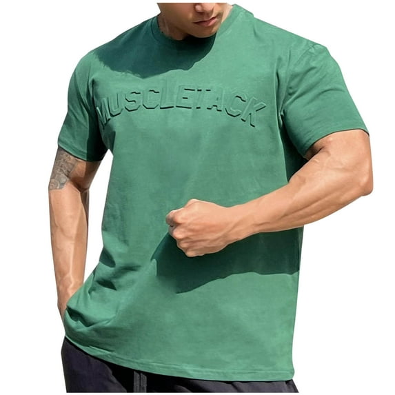 Graphic Tees for Men Short Sleeve Crewneck T Shirts Mens Pullover Slim-Fit Solid Color Basic Breathable Athletic Sports Tshirts Tops