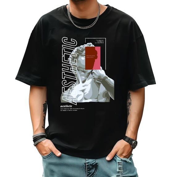Graphic Tees for Men Summer New Trend Sweatshirt Loose Fit for Big and Tall Men Shirts 3X-Large