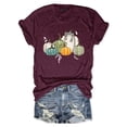 thumbnail image 1 of Graphic Tennis Tees for Women Autumn Halloween Pumpkin Fruit Printed T Shirt for Women Mommy Style Everyday Wear Comfort Fit Red 3XL, 1 of 2