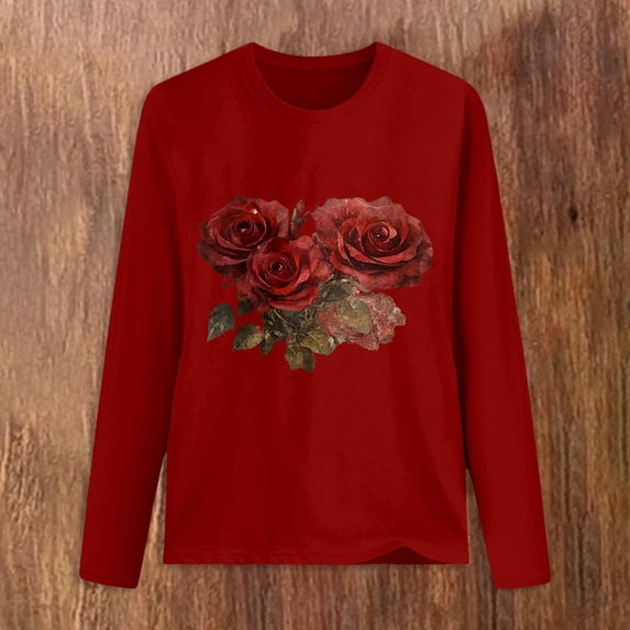 Graphic Tees for Women Casual Everyday Women's T-Shirts Lightweight Soft Basic Tee for Spring and Summer Wardrobe Red XL