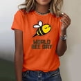 thumbnail image 1 of Graphic Tees for Women Casual Short Sleeve Graphic Print Tee for Everyday Wear Comfortable Crew Neck Top for Women’s Wardrobe Orange L, 1 of 4