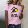 thumbnail image 1 of Graphic Tees for Women Casual Short Sleeve Graphic Print Tee for Everyday Wear Comfortable Crew Neck Top for Women’s Wardrobe Pink L, 1 of 5
