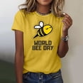 thumbnail image 1 of Graphic Tees for Women Casual Short Sleeve Graphic Print Tee for Everyday Wear Comfortable Crew Neck Top for Women’s Wardrobe Yellow L, 1 of 4