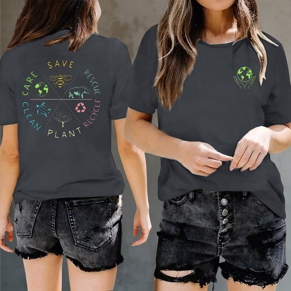 Graphic Tees for Women Casual Summer Print Crew Neck T Shirt for Everyday Wear with Short Sleeves and Versatile Styling Options Gray S
