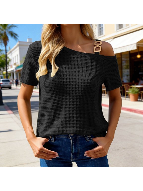 Graphic Tennis Tees for Women Casual Wear T Shirt for Everyday Comfort Breathable Solid Top with Relaxed Fit Ideal for Spring Summer Autumn Black L