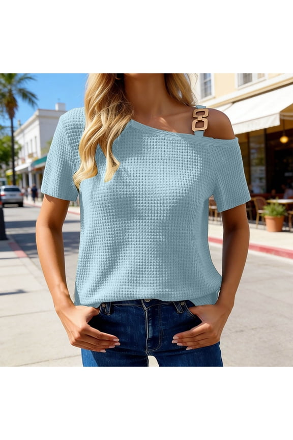 Graphic Tennis Tees for Women Casual Wear T Shirt for Everyday Comfort Breathable Solid Top with Relaxed Fit Ideal for Spring Summer Autumn Blue L