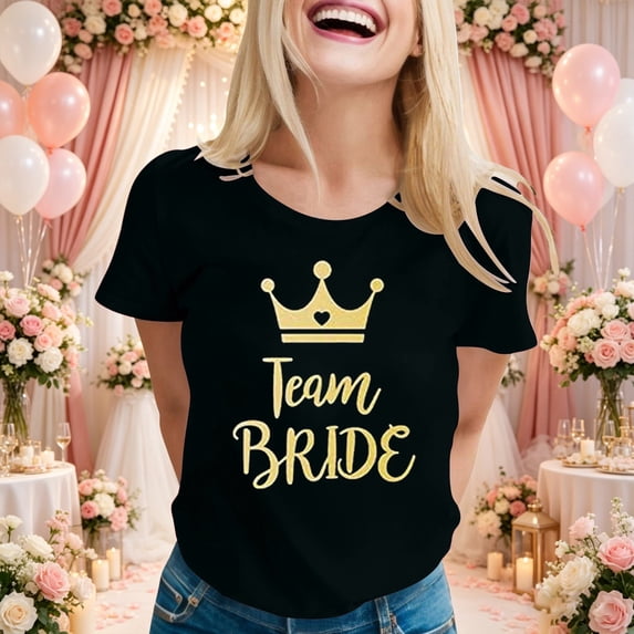 Graphic Tees for Women Casual Wedding Letter Print Crewneck Short Sleeve Tennis Top for Everyday Women’s T-Shirts ??? Black XL