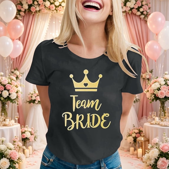Graphic Tees for Women Casual Wedding Letter Print Crewneck Short Sleeve Tennis Top for Everyday Women’s T-Shirts ??? Gray XL