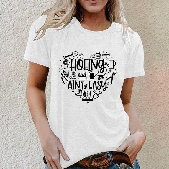 Graphic Tees for Women Casual Women's T Shirts Short Sleeve Crew Neck Graphic Print Everyday Comfort And Style For Daily Wear White XL