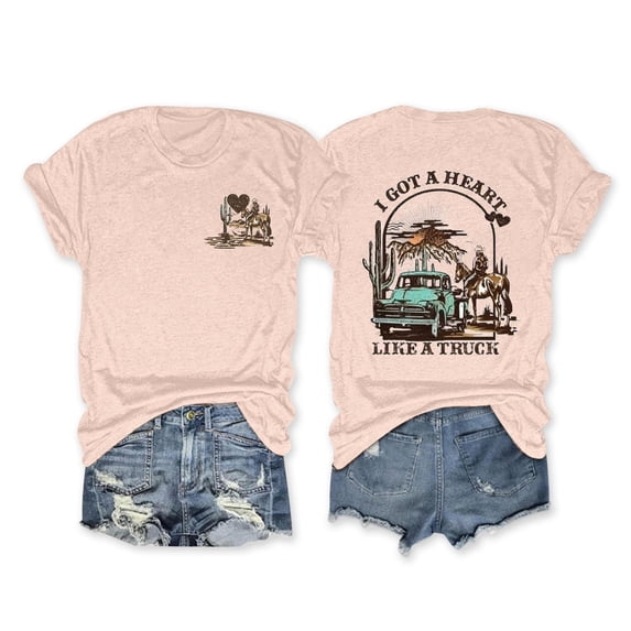 Graphic Tees for Women Class Women's T-Shirts Casual Short Sleeve Round Neck Printed Loose Top for Everyday Wear Beige S
