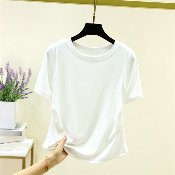 Graphic Tees for Women Designer T Shirt With Waist Detailing For Everyday Comfort And Sleek White M