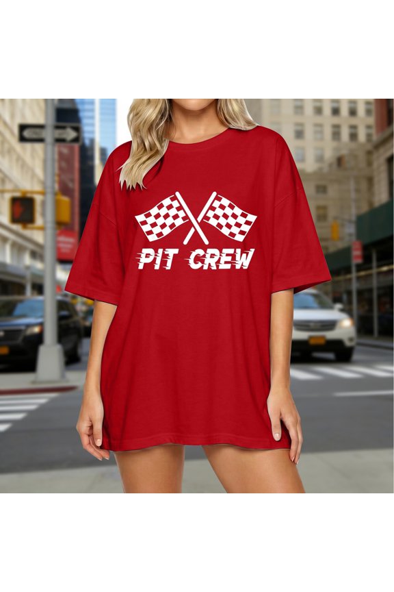 Graphic Tees for Women Elegant Everyday Wear Casual Printed Short Sleeve Round Neck T Shirt Top for Women Versatile Daily for Spring and Summer Red S