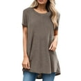thumbnail image 1 of Graphic Tees for Women Fashion Plus Size Round Neckline Short Sleeve Crew Neck Refreshing Breathable Resistant Daily Khaki Tank Tops Sizes XL, 1 of 7
