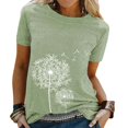 thumbnail image 1 of Graphic Tees for Women Floral Print Short Sleeve T Shirt Top for Everyday Casual Wear Women’s Round Neck Tee Green L, 1 of 3