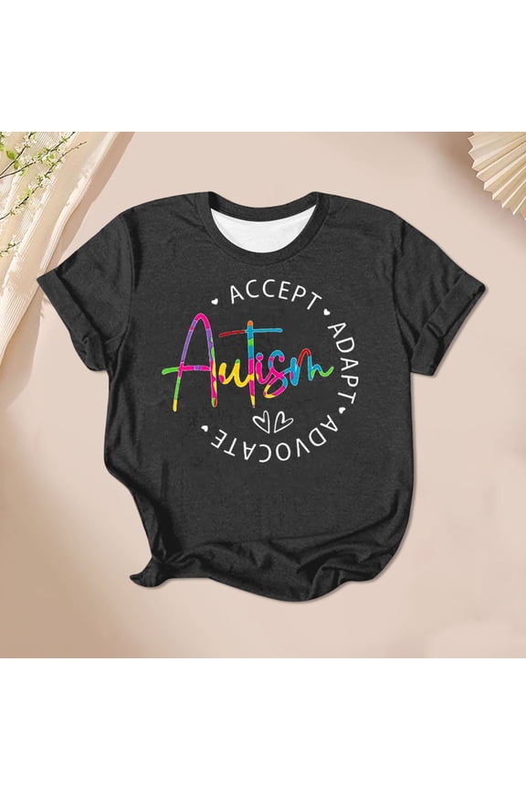 Graphic Tees for Women Inclusive Awareness Tee for Everyday Wear with Support Message Her Top for Daily Comfort and Expressive Style Black XXL