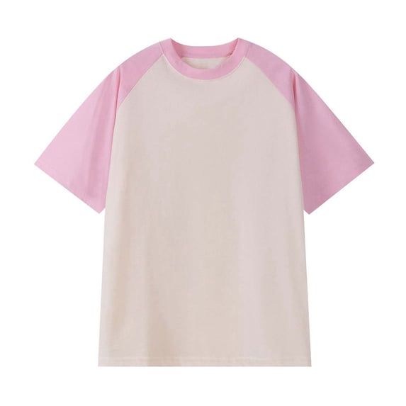 Graphic Tees for Women Raglan Short Sleeve Tee for Women Relaxed Fit Round Neck Summer Casualwear Lightweight Everyday for Women’s T-Shirts Pink XL