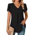 thumbnail image 1 of Graphic Tees for Women Summer Fashion Chiffon V Neck Short Sleeve Tunic Suitable Leggings Black Workout Tops Sizes XL, 1 of 6