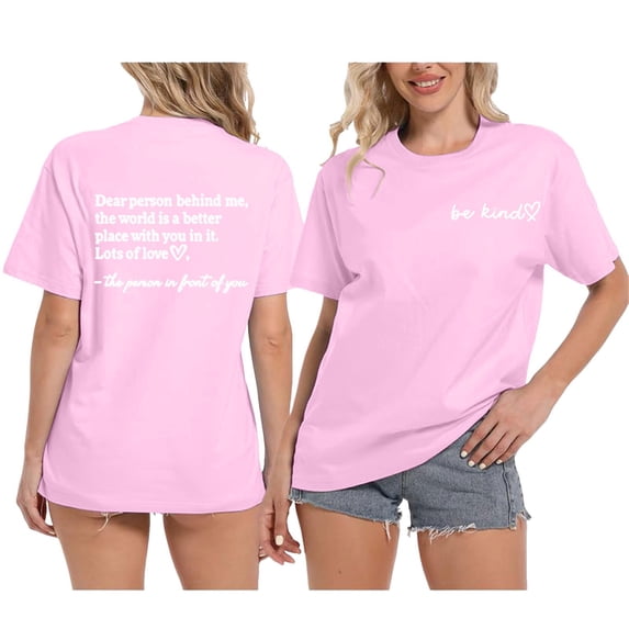 Graphic Tees for Women T-Shirts Casual Short Sleeve Round Neck Tee with Printed Design for Everyday Wear ( Women's T-Shirts) Pink M