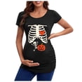 thumbnail image 1 of Graphic Tees for Women T-Shirts Head Skeleton Halloween Pregnant European Border Top Maternity Tee for Casual Wear Red XL, 1 of 3