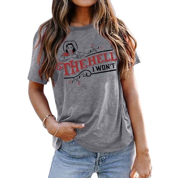 Graphic Tees for Women T-Shirts Ladies Fashion Casual 3D Digital Print Short Sleeve Crew Neck Top Gray S